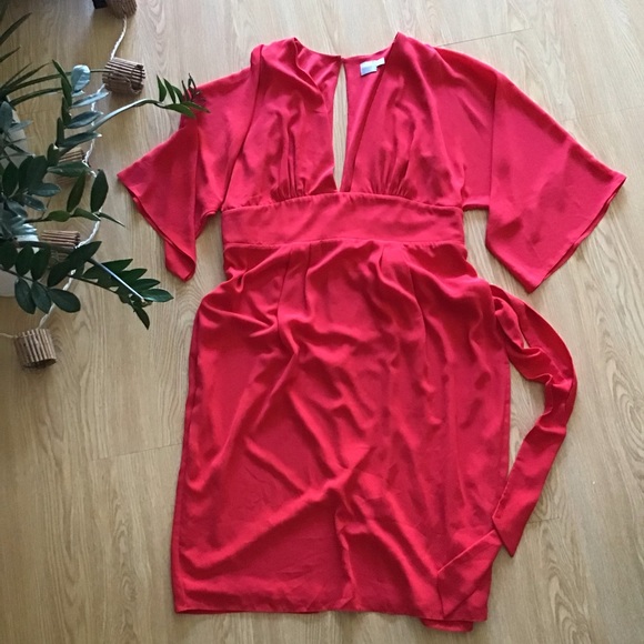 asos red long sleeve dress